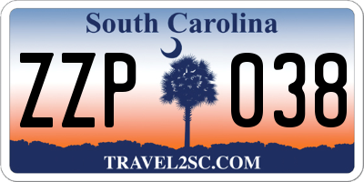 SC license plate ZZP038