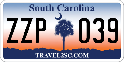 SC license plate ZZP039