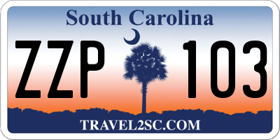 SC license plate ZZP103