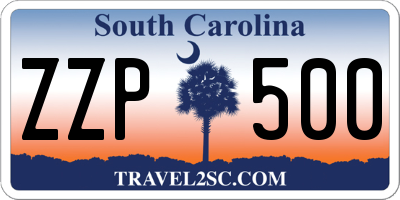 SC license plate ZZP500