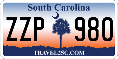 SC license plate ZZP980
