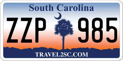 SC license plate ZZP985