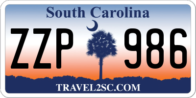 SC license plate ZZP986