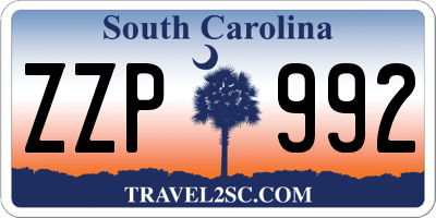 SC license plate ZZP992