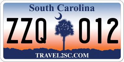 SC license plate ZZQ012