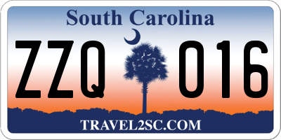 SC license plate ZZQ016