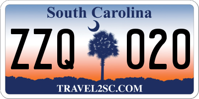 SC license plate ZZQ020
