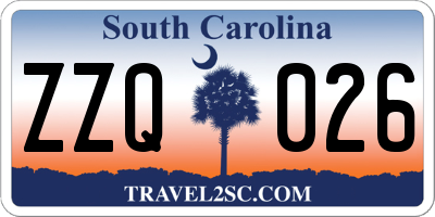 SC license plate ZZQ026