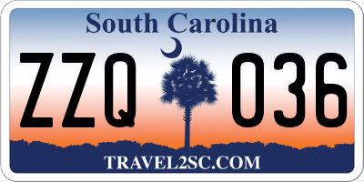 SC license plate ZZQ036