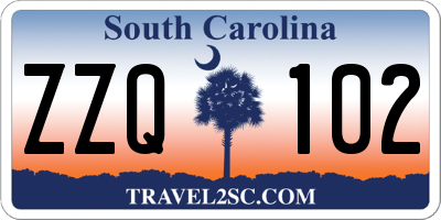 SC license plate ZZQ102