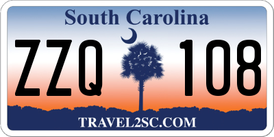SC license plate ZZQ108