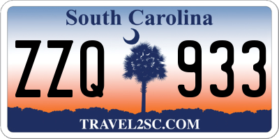 SC license plate ZZQ933