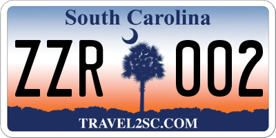SC license plate ZZR002