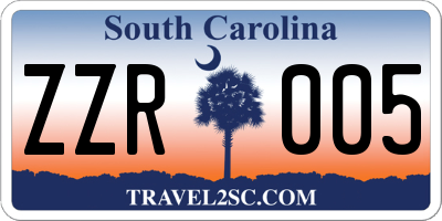 SC license plate ZZR005