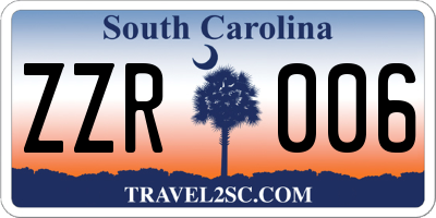 SC license plate ZZR006