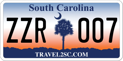 SC license plate ZZR007