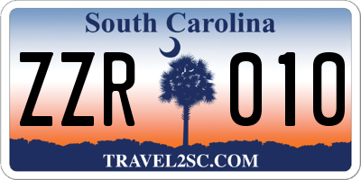 SC license plate ZZR010