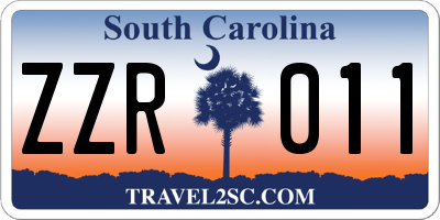 SC license plate ZZR011