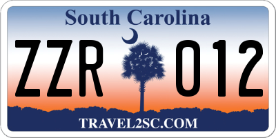 SC license plate ZZR012