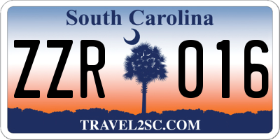 SC license plate ZZR016