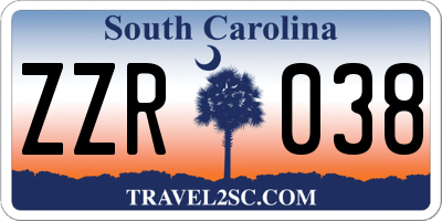 SC license plate ZZR038