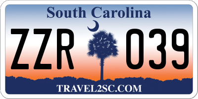 SC license plate ZZR039