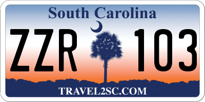 SC license plate ZZR103