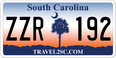 SC license plate ZZR192