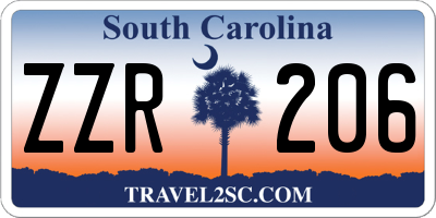 SC license plate ZZR206