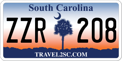 SC license plate ZZR208