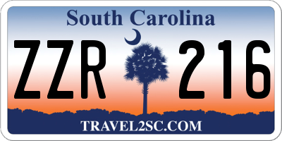SC license plate ZZR216