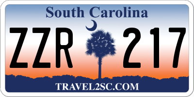 SC license plate ZZR217