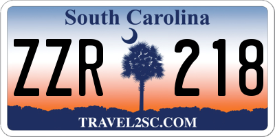 SC license plate ZZR218
