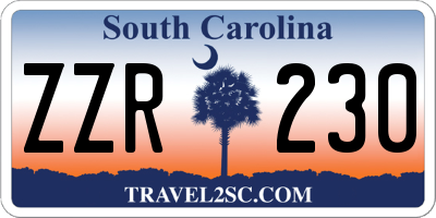 SC license plate ZZR230