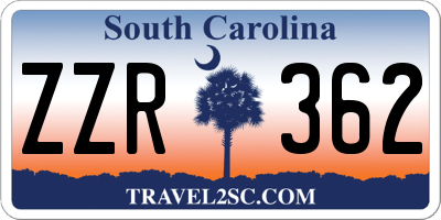 SC license plate ZZR362