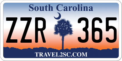 SC license plate ZZR365