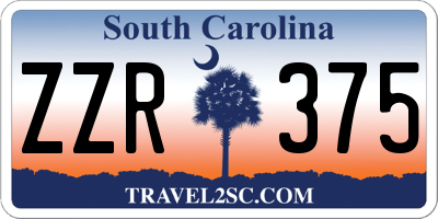 SC license plate ZZR375