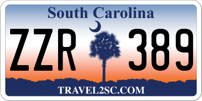 SC license plate ZZR389