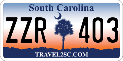 SC license plate ZZR403