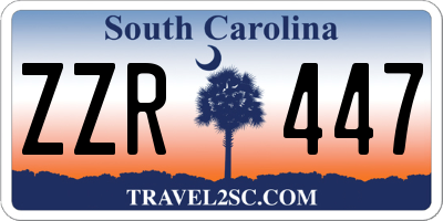 SC license plate ZZR447