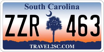 SC license plate ZZR463