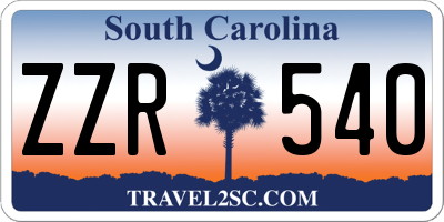 SC license plate ZZR540