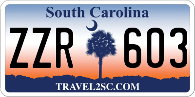 SC license plate ZZR603