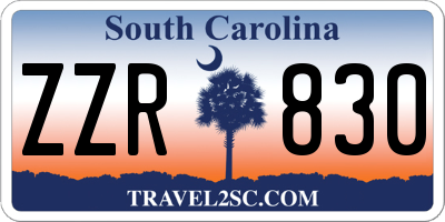 SC license plate ZZR830