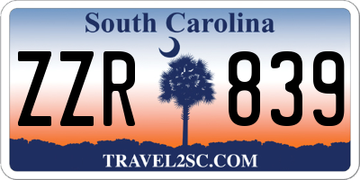 SC license plate ZZR839