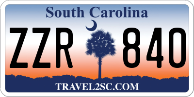 SC license plate ZZR840