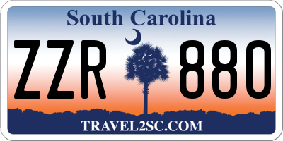 SC license plate ZZR880