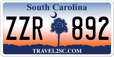 SC license plate ZZR892