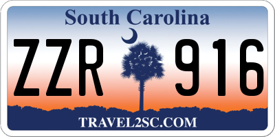 SC license plate ZZR916