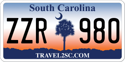 SC license plate ZZR980